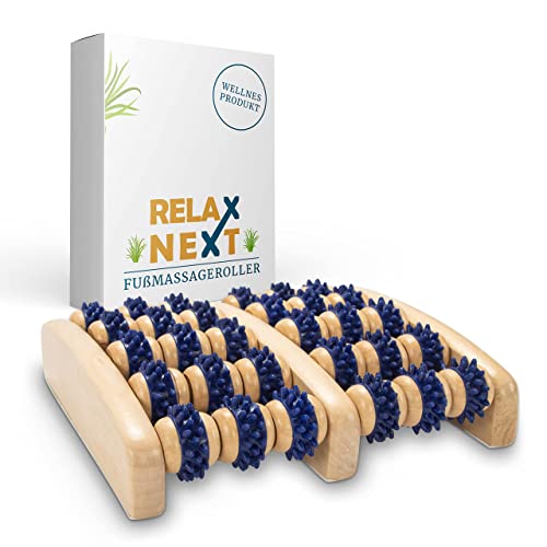 relax next Fußmassageroller aus Holz – Reflexzonen-Fußmassagegerät – Relax Next, Zweifuß-Massageroller aus Holz – auch als Geschenk erhältlich