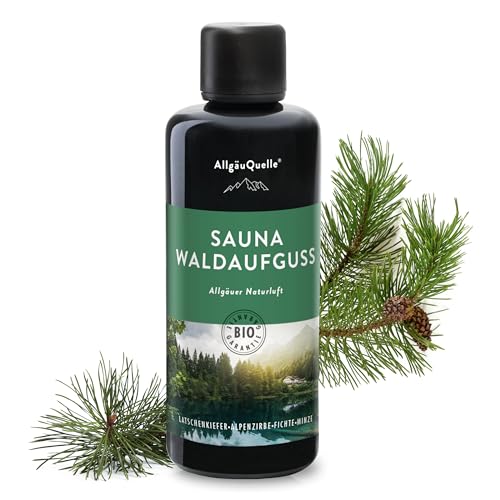 AllgäuQuelle® Saunaaufguss mit 100% Bio Öle Naturluft Fichte Latschenkiefer Alpenzirbe Minze 100ml